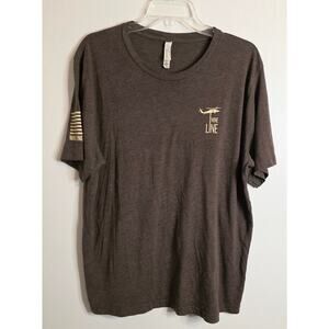 Canvas Bella Canvas Nine Line Short Sleeve T-Shirt Men's Size XL Brown Americana